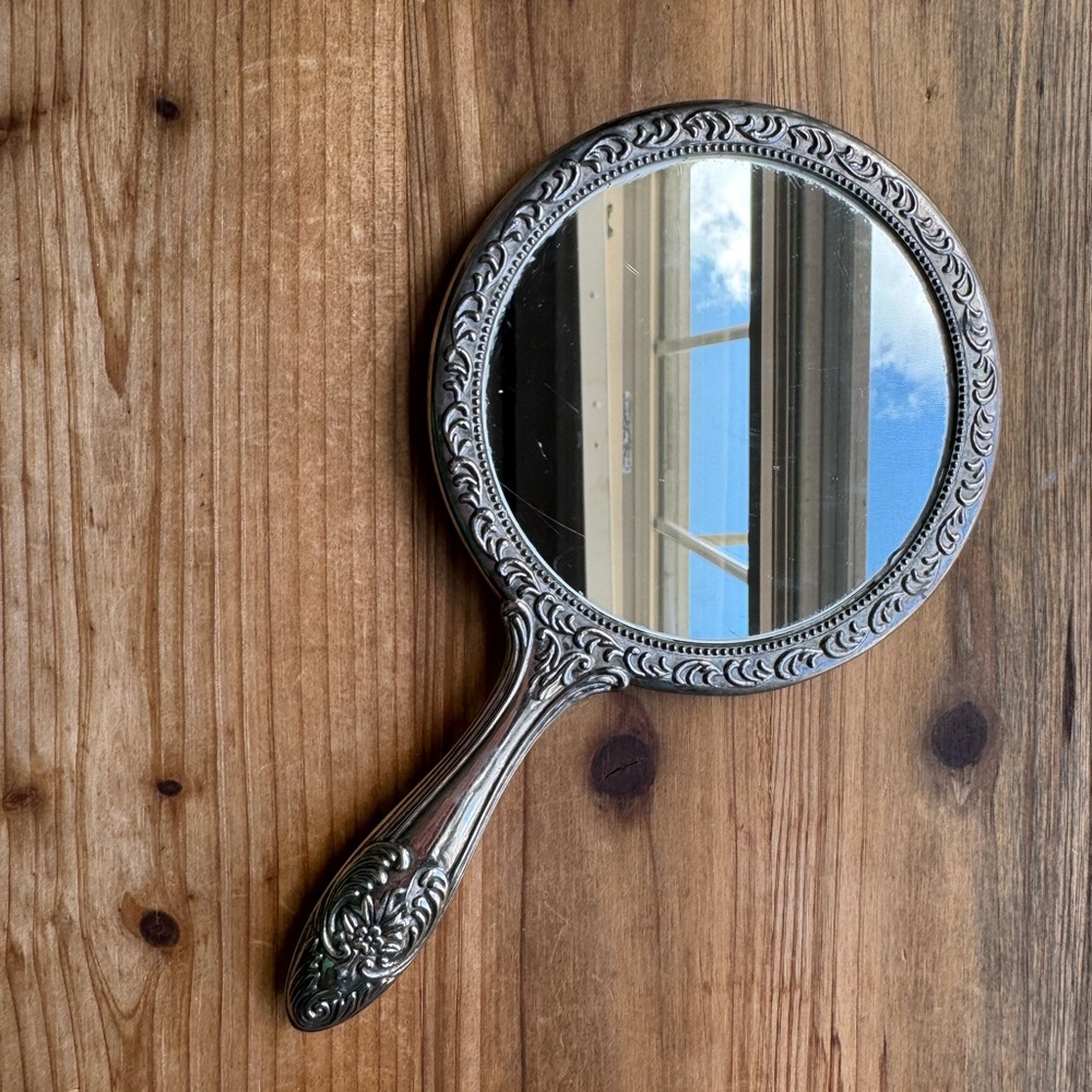 Vintage Sterling Silver plated Hand Vanity Mirror Antique - Picture 3 of 7